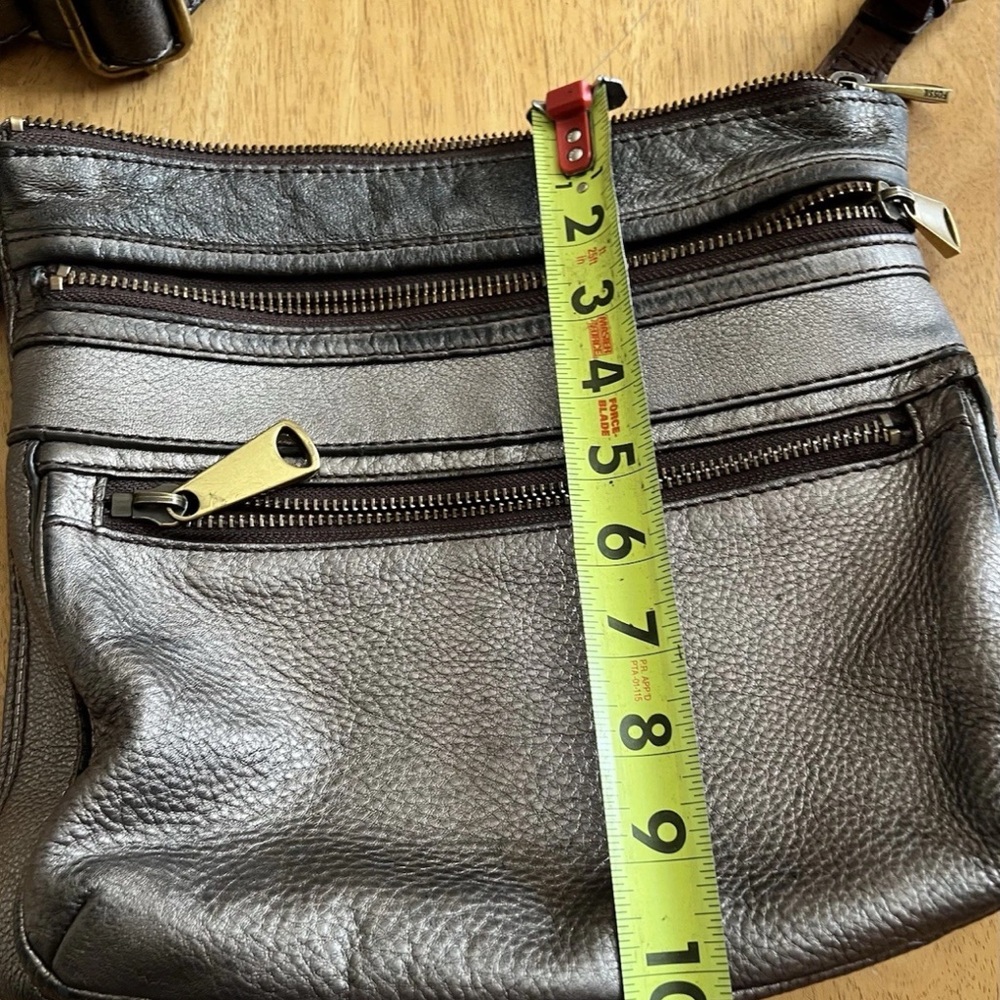 Vintage Fossil Silver/Gunmetal/Pewter Leather Crossbody Bag - Picture 8 of 8